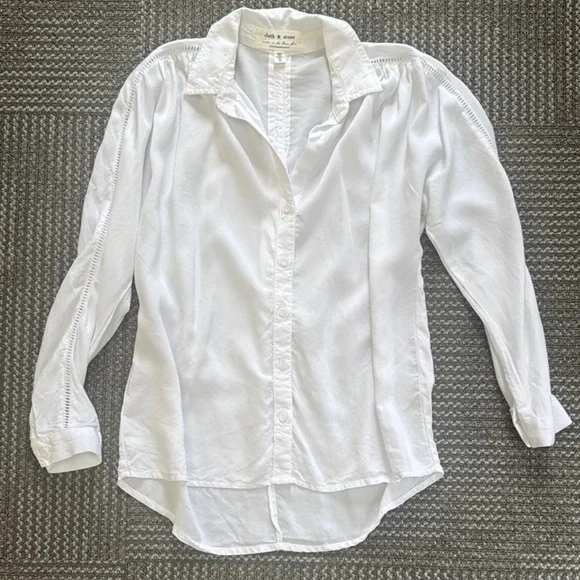 Anthropologie Cloth & Stone White Button-Up Blouse - Picture 5 of 8